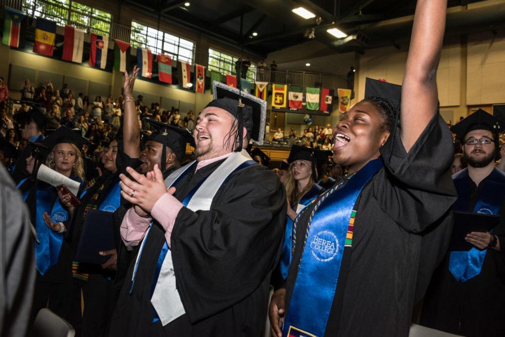 Graduates celebrate at graduation