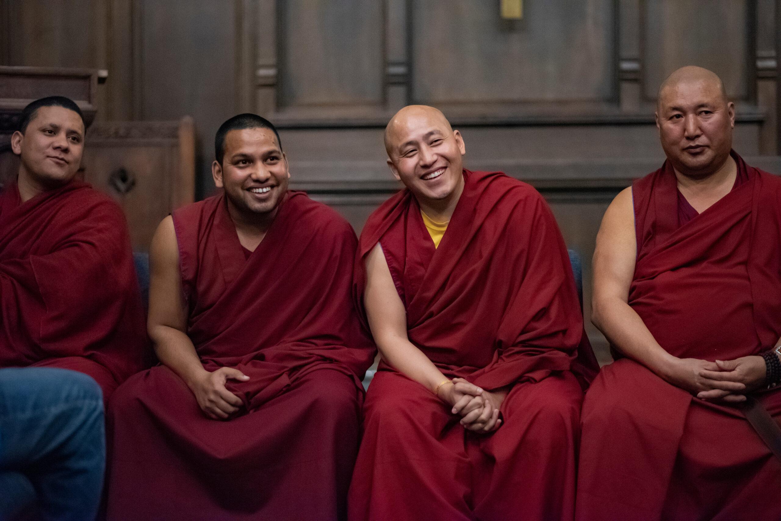 Four Tibetan monks in Danforth Chapel