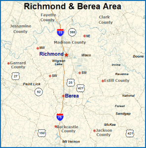 Map of Richmond and Berea